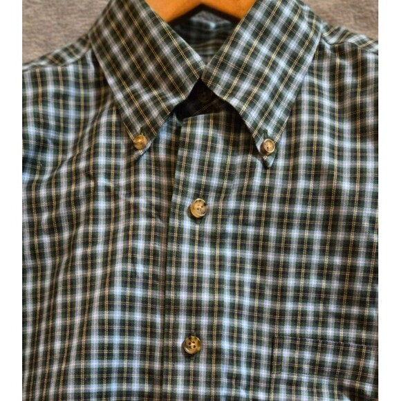 Brooks Brothers Button Down Shirt Men’s Small Navy Geen Plaid Cotton Size Small - Picture 8 of 10